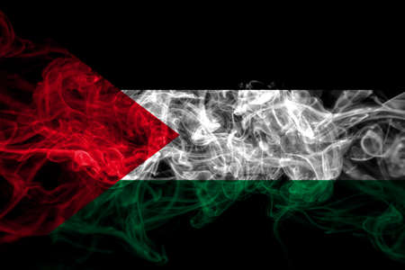 Palestine, Palestinian smoke flag isolated on black backgroundの写真素材