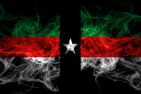 United States of America, America, US, USA, American, Denison, Texas smoke flag isolated on black backgroundの写真素材