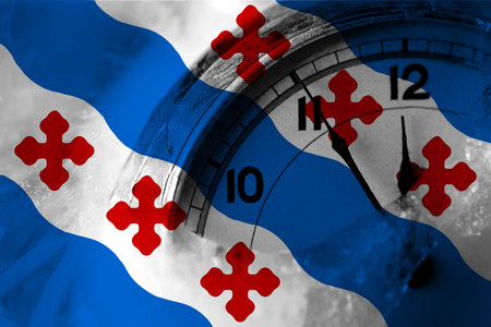 United States of America, America, US, USA, American, Rockville, Maryland flag with clock close to...