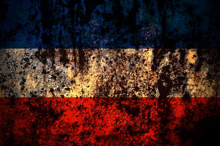 Germany, Schleswig Holstein flag on grunge metal background texture with scratches and cracksの写真素材