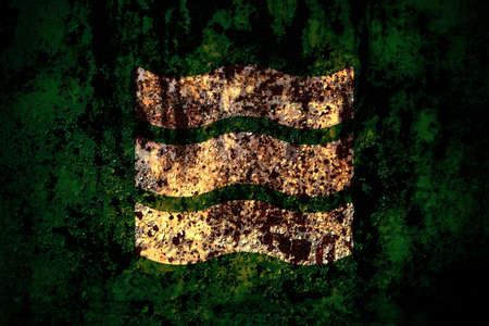 Japan, Japanese, Hiroshima flag on grunge metal background texture with scratches and cracksの写真素材