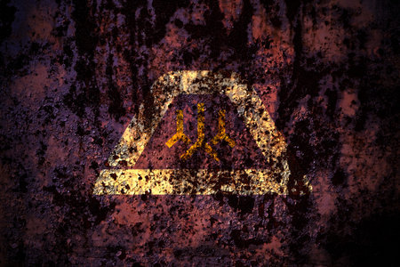 Japan, Japanese, Yamanashi Prefecture flag on grunge metal background texture with scratches and...