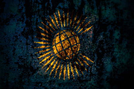 Organizations, Commonwealth, nations flag on grunge metal background texture with scratches and cracksの写真素材