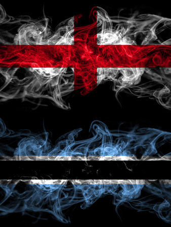 Flag of England, English and Botswana, Batswana countries with smoky effectの写真素材