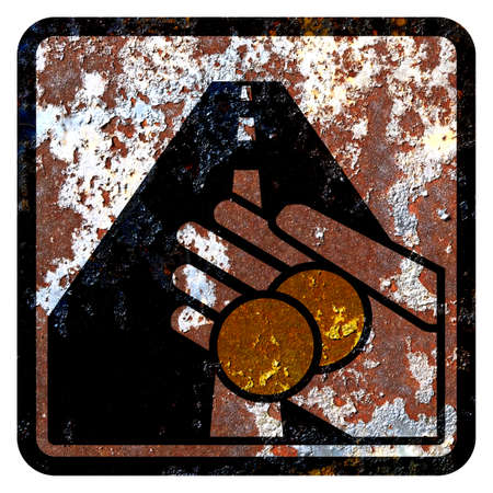 Old grunge EU road sign Checkpoints toll - Sweden, Swedishの写真素材