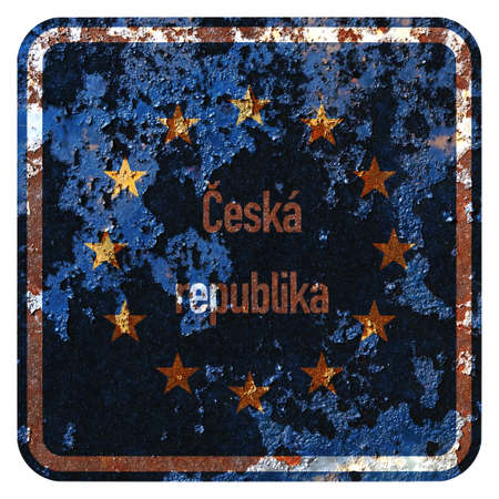 Old grunge EU road sign Indication sign - Czech republicの写真素材