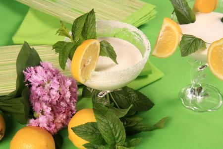 Sweet cream in a martini glass の写真素材