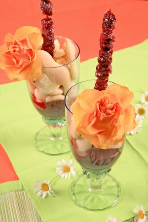 Cherry cocktail with lady's fingerの写真素材