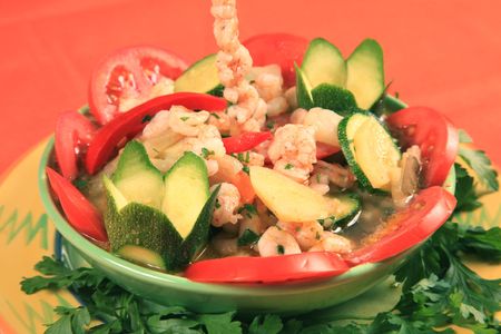 Shrimps with vegetables 2の写真素材