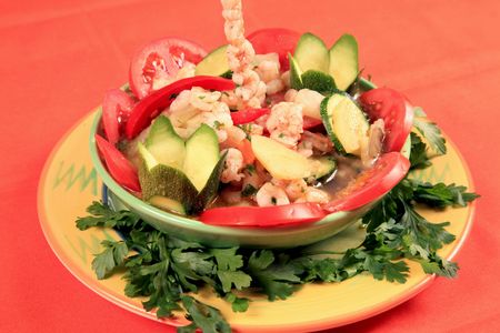 Shrimps with vegetablesの写真素材