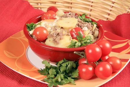 Hash with potatoes and tomatoes 3の写真素材