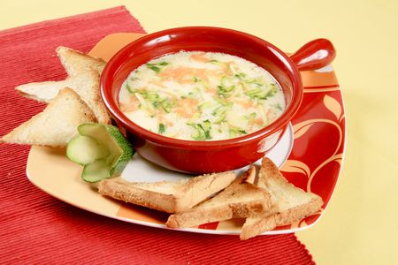 Zucchini soup with grated cheese 2の写真素材
