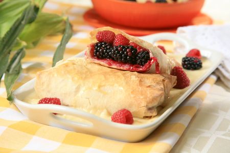 Blackberry and raspberry strudel 4の写真素材