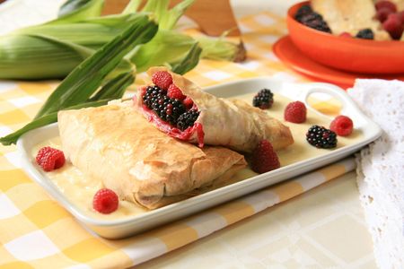 Blackberry and raspberry strudel 3の写真素材
