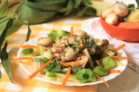 Gosling liver with vegetables 4の写真素材