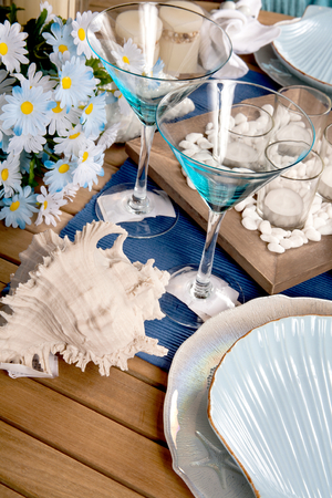 Sea decoration on the tableの写真素材