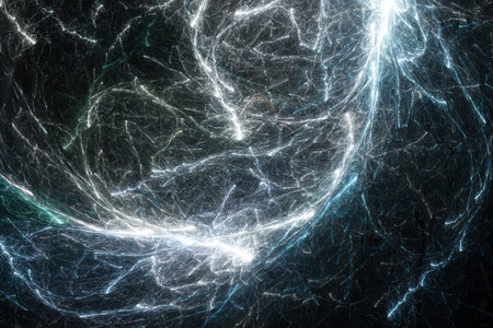 Whirlwinds of fire sparks. Stormy night sky. Abstract image. Fractal Wallpaper on your desktop. Digital artwork for creative graphic design.の写真素材