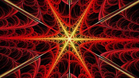 Neon colored web. Bright star with divergent raysの写真素材