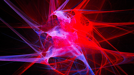 Multicolored glowing ball of smoke. Abstract image. Fractal Wallpaper on your desktop. Digital artwork for creative graphic design. Format 16: 9 widescreen monitors.の写真素材