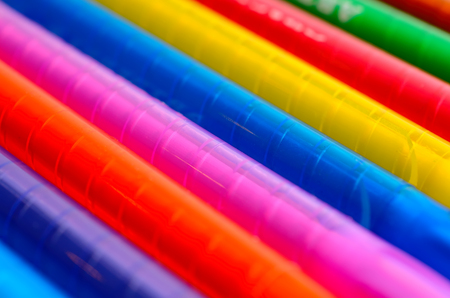 Set of colored pencils. Close up view. Selective focus.の写真素材