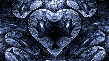 Abstract image. Cold mysterious psychedelic heart. Sacred geometry Valentine.の写真素材
