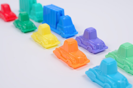 Colorful plastic toy cars.の写真素材