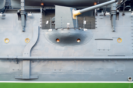 Boarding the old armored cruiser.の写真素材