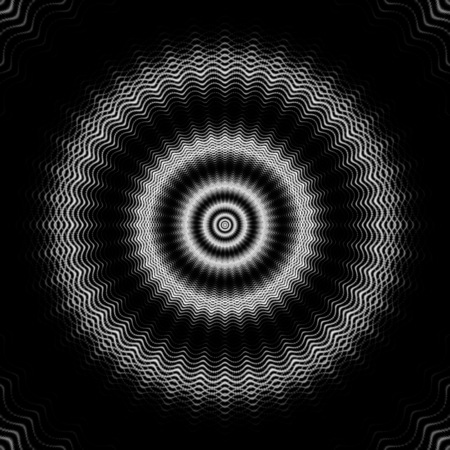 Wavy circles. Echo. Funnel. Sonar. 3D surreal illustration. Sacred geometry. Mysterious psychedelic relaxation pattern. Fractal abstract texture. Digital artwork graphic astrology magicの写真素材