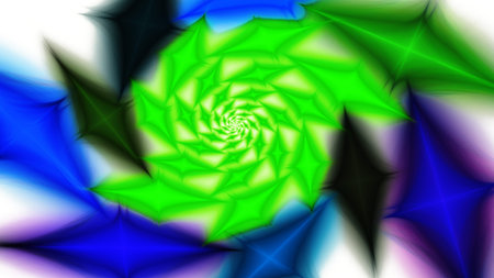Spiral pattern. Rhombus. Rose flower. 3D surreal illustration. Sacred geometry. Mysterious...