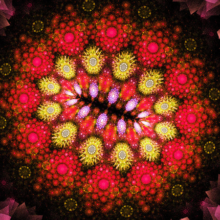 3D surreal illustration. Sacred geometry. Mysterious psychedelic relaxation pattern. Fractal abstract texture. Digital artwork graphic astrology magicの写真素材
