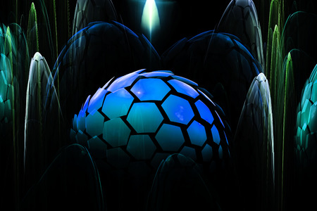 Abstract fractal art background illustration space geometry. Background consists fractal multicolor texture and suitable for use in projects imagination, creativity and design.の写真素材