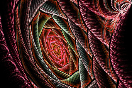 Abstract fractal shapes. Fantasy colorful chaotic fractal texture. 3D rendering psychedelic illustration pattern.Exotic flowerの写真素材