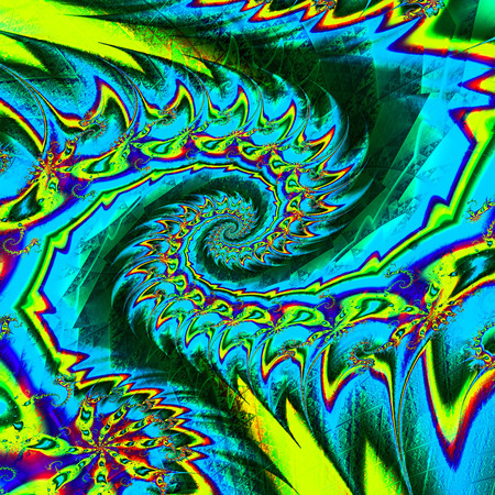 Abstract fractal art background illustration space geometry. Background consists fractal multicolor texture and suitable for use in projects imagination, creativity and design.の写真素材