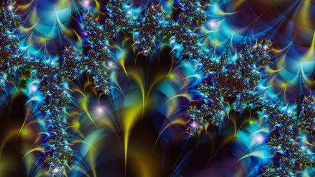 Abstract fractal shapes. Fantasy colorful chaotic fractal texture. 3D rendering illustration pattern.の写真素材