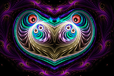 Abstract fractal art background illustration space geometry. Background consists fractal multicolor texture and suitable for use in projects imagination, creativity and design.の写真素材