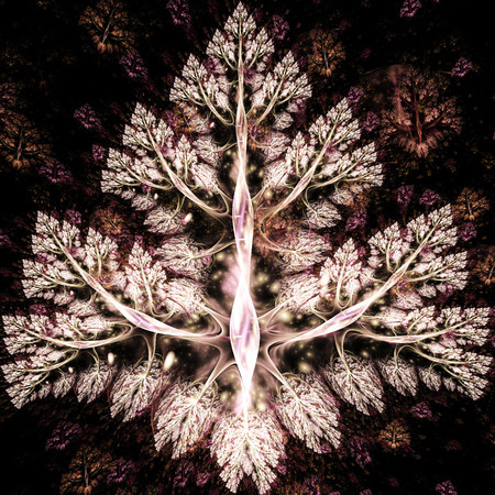 Abstract fractal art background illustration space geometry. Background consists fractal multicolor texture and suitable for use in projects imagination, creativity and design.の写真素材