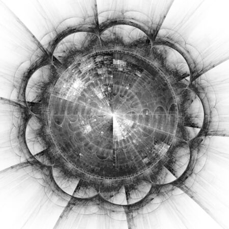 3D Abstract fractal background. Design element for flyer, brochure, web, advertisements, and other graphic designer works. Digital collage. Raster clip art.Monochrome.Black and whiteの写真素材