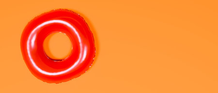 Inflatable circle on pastel background.Summer vacation concept.Minimal style.Copy space.Holiday,...