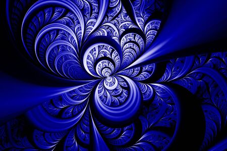 Beautiful exotic pattern.3D surreal illustration.Sacred geometry.Mysterious relaxation pattern.Fractal abstract texture.Modern trend color 2020-Phantom Blueの写真素材