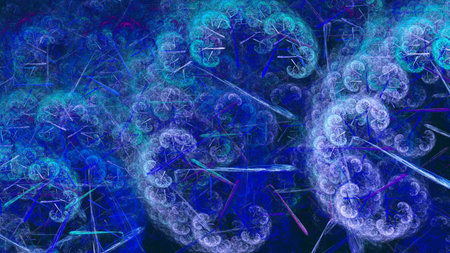 Sky dandelion.3D surreal illustration.Sacred geometry.Mysterious relaxation pattern.Fractal abstract texture.Digital artwork graphic astrology magicの写真素材