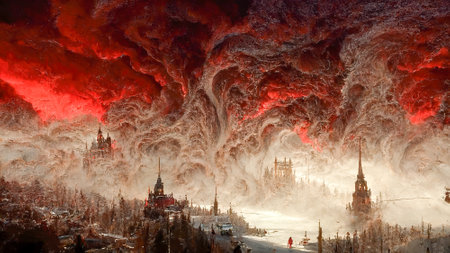 Magic unusual fairytale palaces.Beautiful landscape.Digital creative designer art.Abstract surreal psychedelic illustration.3d renderの写真素材