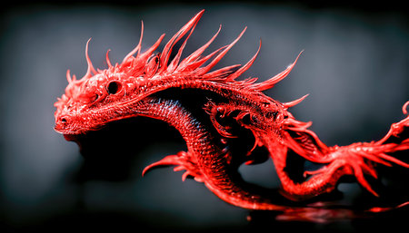 Fairy scaly dragon.Kingdom Defender.Digital creative designer art.Abstract surreal psychedelic...