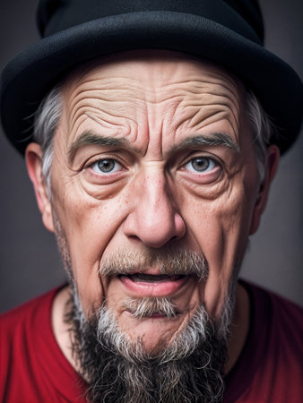 Portrait of an old man.Sad look.Wrinkled skin.Digital creative designer fashion art.の素材