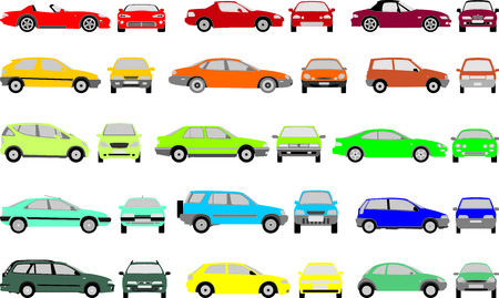 Set icons - Color silhouettes of cars, vector shapes design のイラスト素材