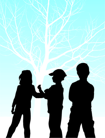 Children in the winter countryのイラスト素材