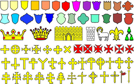 Design elements of the heraldic logo. Mix and Match to create your own logo.のイラスト素材