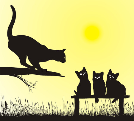 School jumping cat, illustrationのイラスト素材
