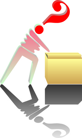 Dimensional pictogram man with packageのイラスト素材