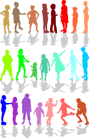 Kids 22 silhouettes,  illustrationのイラスト素材