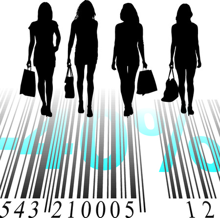 Young women purchased at a discount,  illustrationのイラスト素材